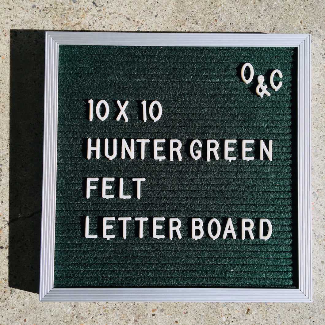 10x10 Hunter Green Felt Letter Board | Customized Gift Edition